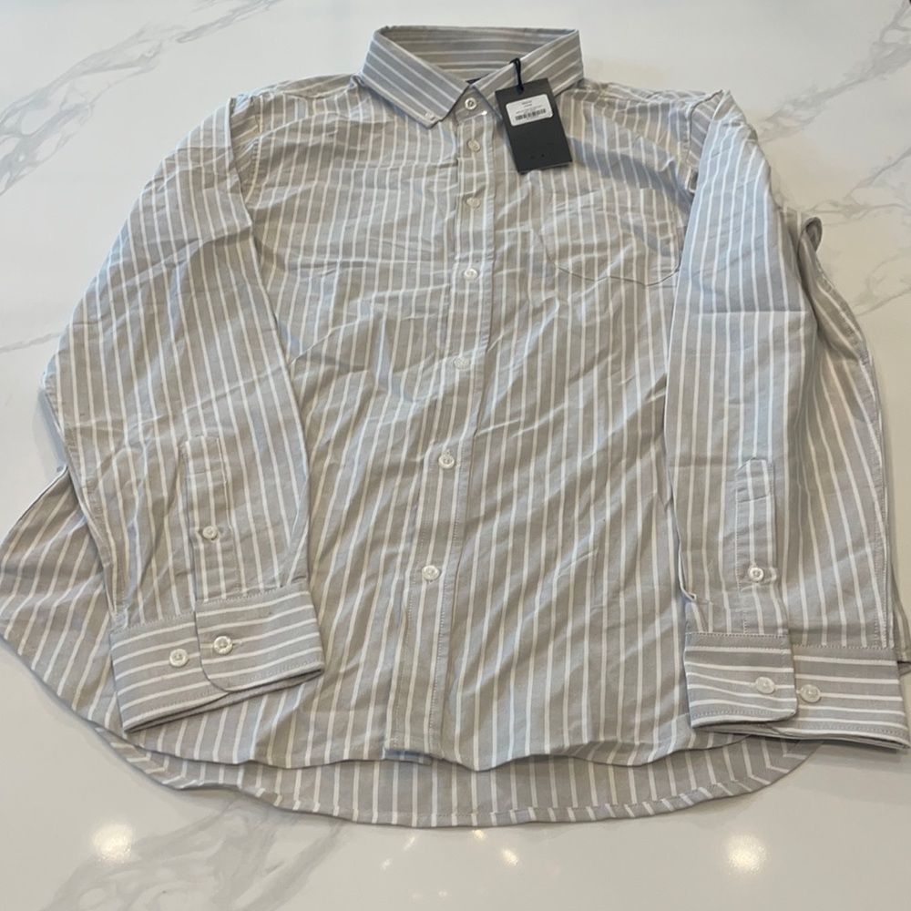 Button down men’s large gray with white stripes